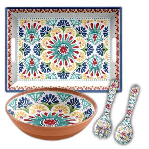 Rio Medallion Melamine Serving Set with Tray - 3 Piece