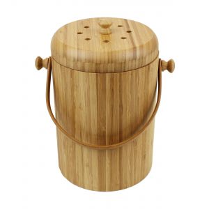Round Wooden Bamboo Compost Caddy
