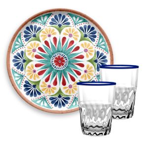 Rio Medallion Melamine Drinks Serving Set - Tumblers