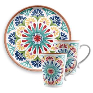 Rio Medallion Melamine Drinks Serving Set - Mugs