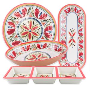 Mediterranean Melamine Tray Serving Set