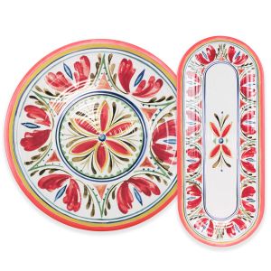 Mediterranean Melamine 2 Piece Nibbles Serving Tray Set