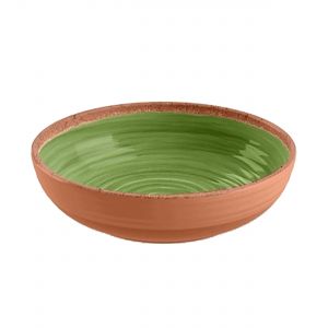 Rustic Swirl Green Melamine Low Bowls