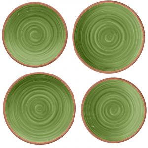 Rustic Swirl Green Melamine Dinner & Side Plate Set