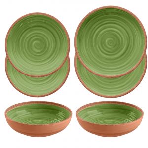 Rustic Swirl Green Melamine Dinnerware Set