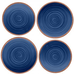 Rustic Swirl Indigo Melamine Dinner & Side Plate Set