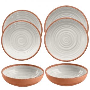 Rustic Swirl Ivory Melamine Dinnerware Set