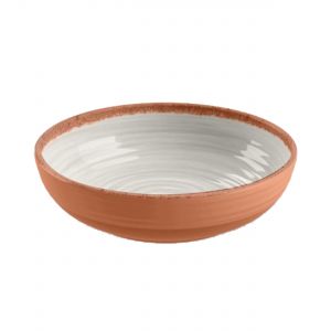 Rustic Swirl Ivory Melamine Low Bowls