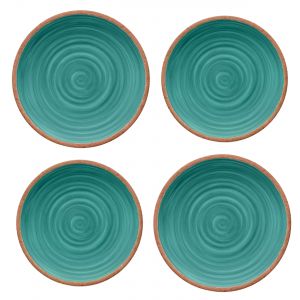 Rustic Swirl Turquoise Melamine Dinner & Side Plate Set