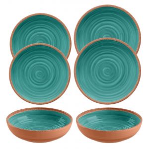 Rustic Swirl Turquoise Melamine Dinnerware Set