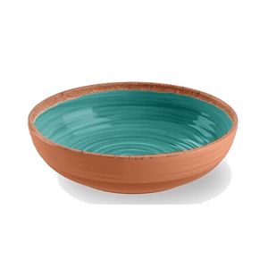 Rustic Swirl Turquoise Melamine Low Bowls