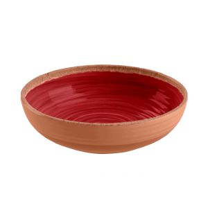 Rustic Swirl Red Melamine Low Bowls