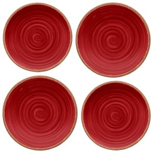 Rustic Swirl Red Melamine Dinner & Side Plate Set