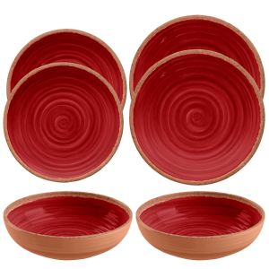 Rustic Swirl Red Melamine Dinnerware Set