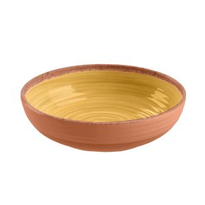 Rustic Swirl Yellow Melamine Low Bowls