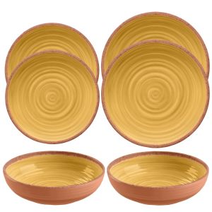 Rustic Swirl Yellow Melamine Dinnerware Set