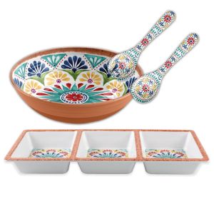 melamine outdoor dining serving set with multicolour moroccan style print