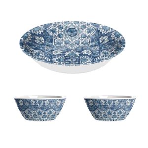 Atlantic Blue Melamine Salad Serve Bowl & Low Bowl Set