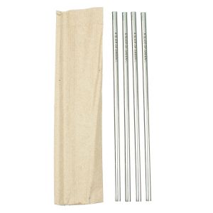 Set of 4 stainless steel straws, delivered in a paper bag