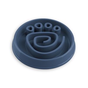 Paw Print Maze Large Slow Feeder Dog Bowl - Navy Blue