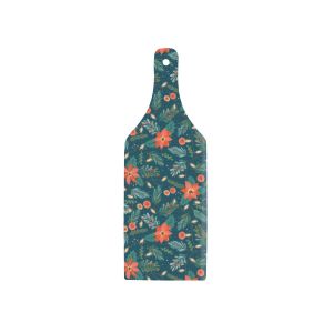 Purely Home Glass Bottle Shaped Serving Board - Christmas Flowers