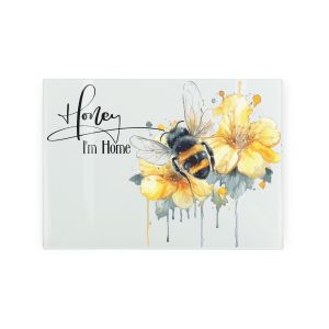 Small glass cutting board with bee and flower design