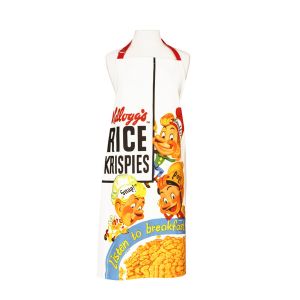 white vintage rice crispies themed cotton apron