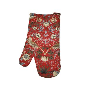 Single oven mitt in a William Morris Fruit print, with hanging loop