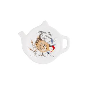 Teapot shaped teabag holder with hen design