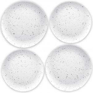 White Terrazzo Melamine Dinner & Side Plate Set