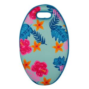 Tropical floral print garden kneeler, made with memory foam for maximum comfort and an integrated handle for easy handling.