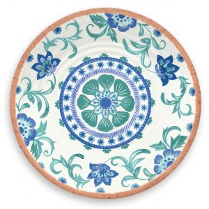 Turquoise Floral Melamine Round Platter