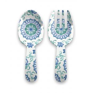 Turquoise Floral Melamine Servers