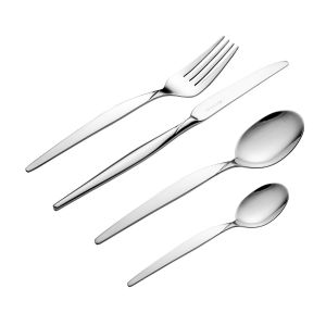Silver twisted handle stainless steel cutlery set
