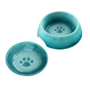 Blue Glaze Paw Print Melamine Small Pet Bowl & Saucer Set