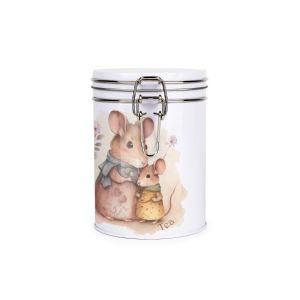 Purely Home Kitchen Mouse & Mum Tinplate Clip-Lid Canister