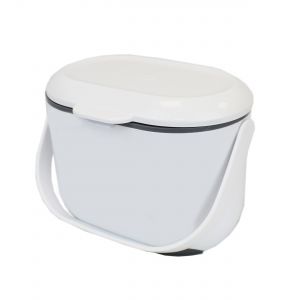 White & Grey Addis 2.5L Kitchen Food Waste Caddy - To one side