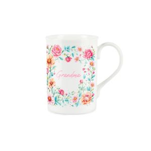 Purely Home Bone China Flower Border Mug - Grandma