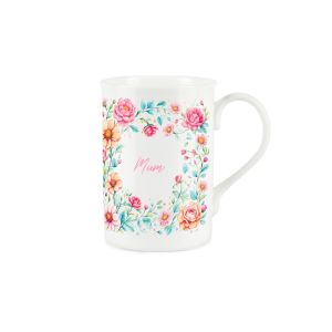 Purely Home Bone China Flower Border Mug - Mum