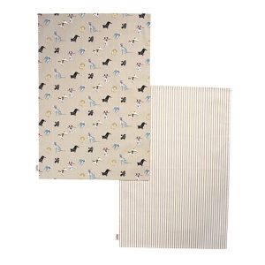 Dexam Woof Tea Towels Stone - Set Of 2